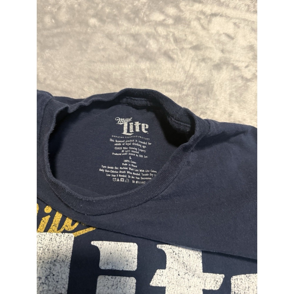 Miller T-Shirt Mens Large Blue Round Neck Short Sleeve Regular Vintage Feel - Picture 4 of 5
